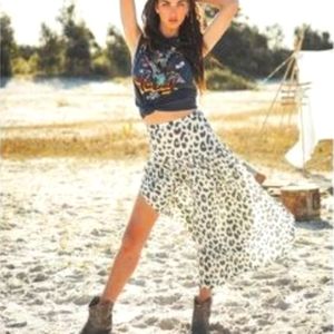 Spell and the Gypsy double split leopard skirt Size Australia 12 EUC
